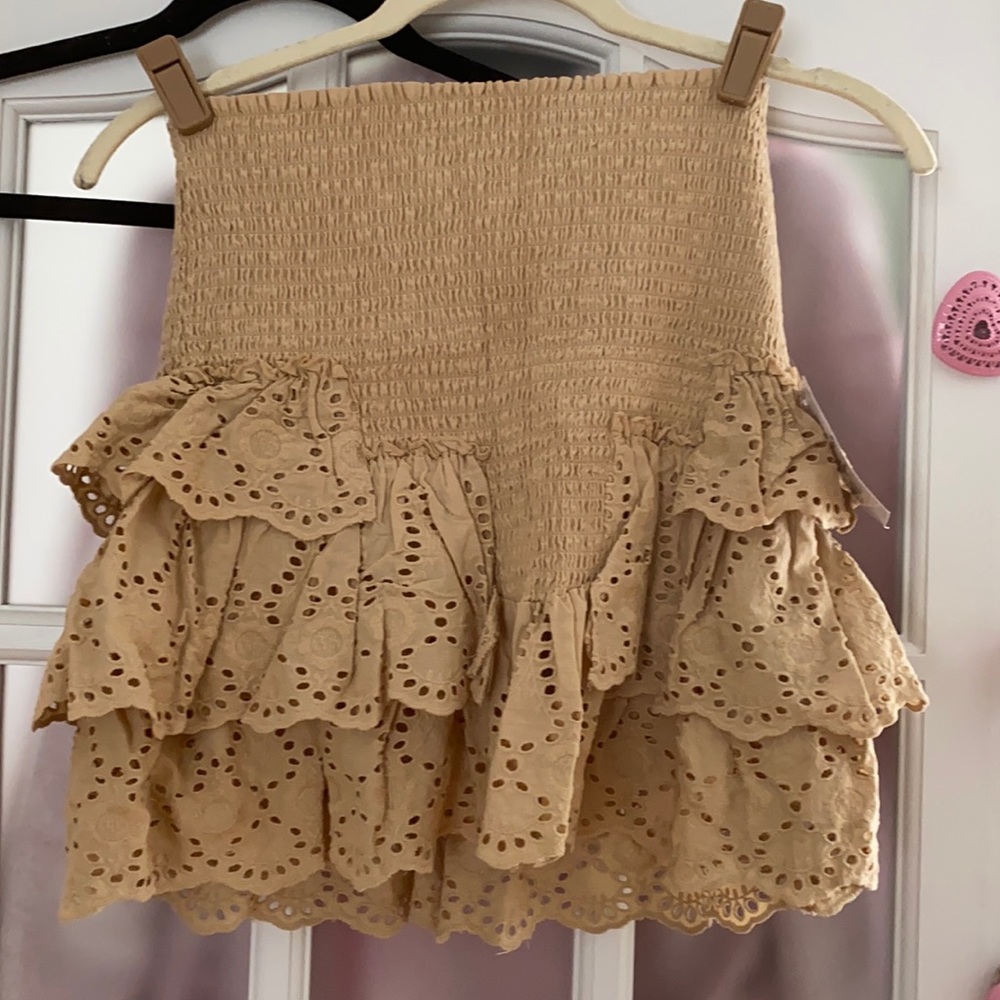 Forever 21 Smocked Khaki Mini Skirt
